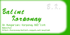 balint korponay business card